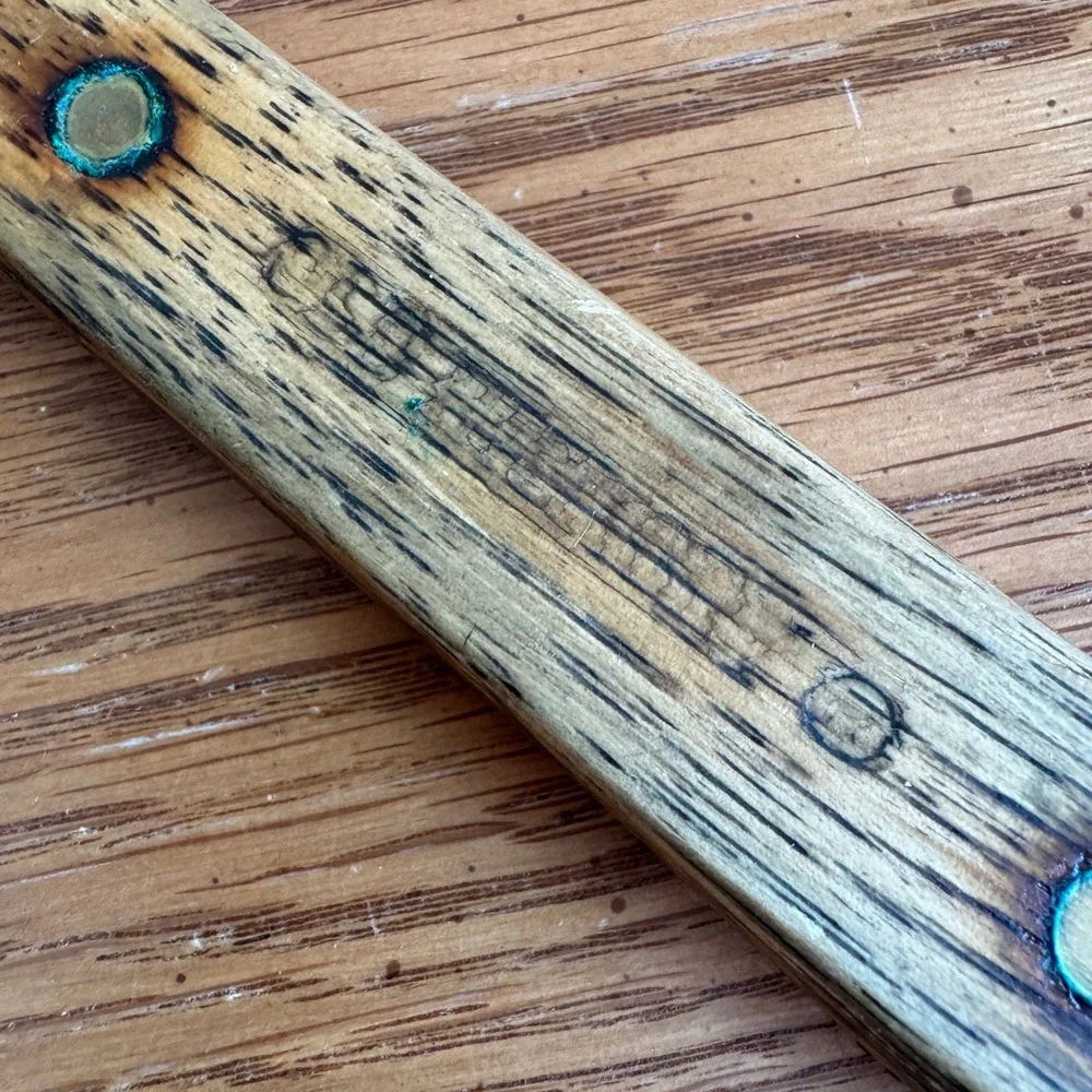 Vintage Ontario Knife Co Tru-Edge Carbon‎ Steel Butcher Knife Wood Handle USA